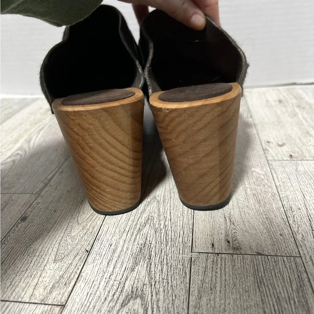 lisa b classic high heel clog in espresso cow hair women’s size 10 - Picture 5 of 12